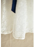 Vintage Ivory Lace Slit Back Knee Length Flower Girl Dress 